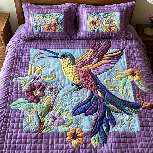 Hummingbird Bouquet 3-Piece Quilted Bedding Set GFTOTP3478