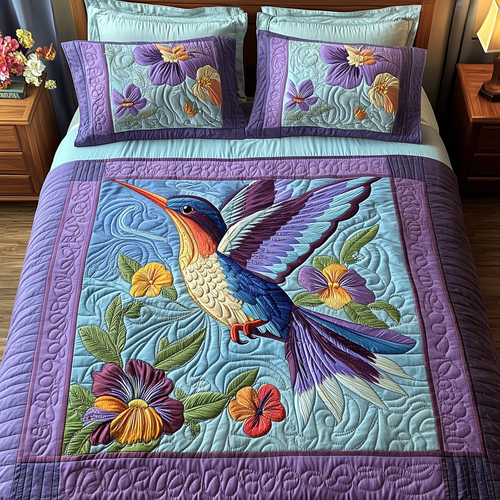 Hummingbird Bouquet 3-Piece Quilted Bedding Set GFTOTP3479