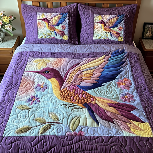 Hummingbird Bouquet 3-Piece Quilted Bedding Set GFTOTP3481