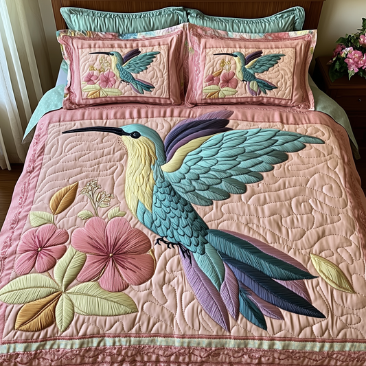 Hummingbird Bouquet 3-Piece Quilted Bedding Set GFTOTP3483