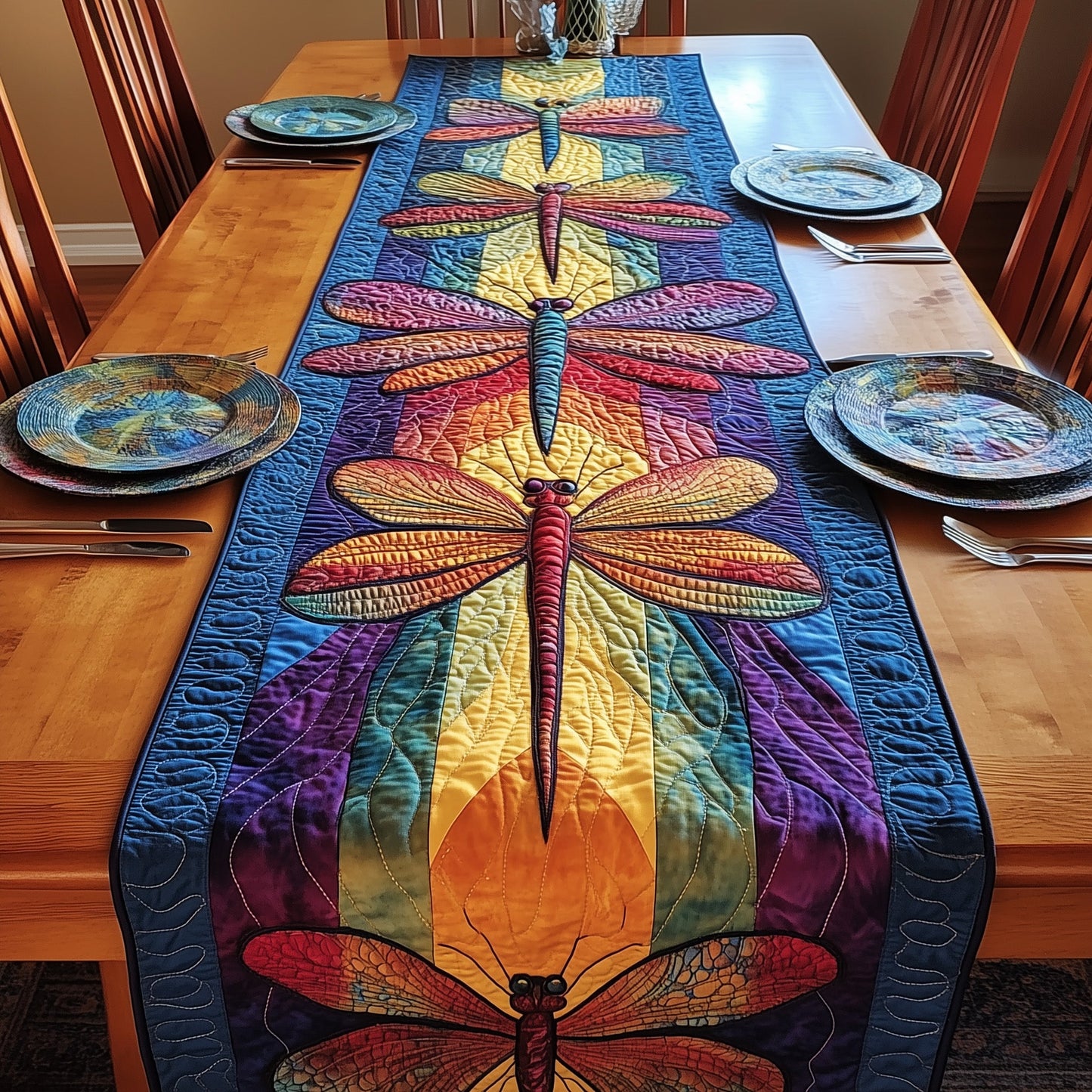 Vibrant Dragonfly Quilted Table Runner GFTOTP3623