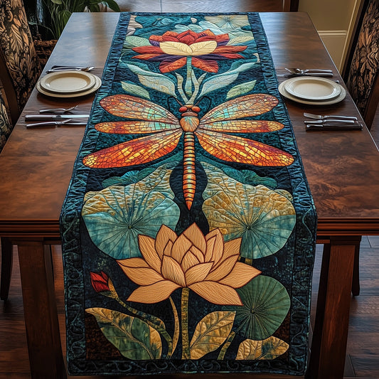 Dragonfly Lotus Radiance Quilted Table Runner GFTOTP3624