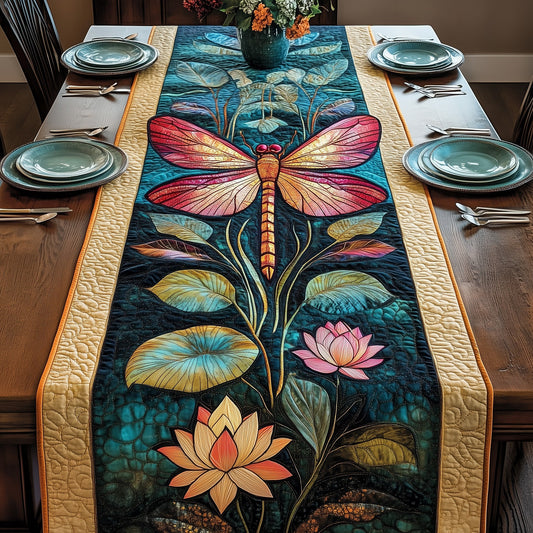 Dragonfly Lotus Radiance Quilted Table Runner GFTOTP3625