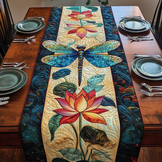 Dragonfly Lotus Radiance Quilted Table Runner GFTOTP3626