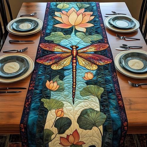 Dragonfly Lotus Radiance Quilted Table Runner GFTOTP3627