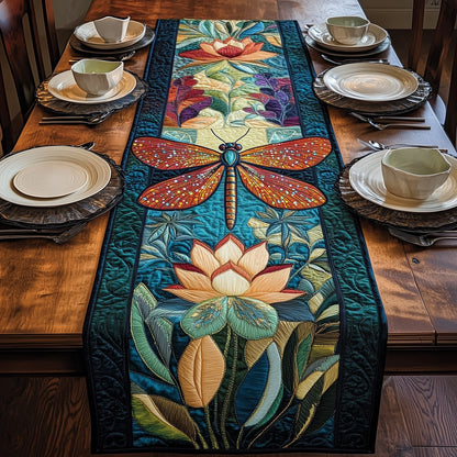 Dragonfly Lotus Elegance Quilted Table Runner GFTOTP3640