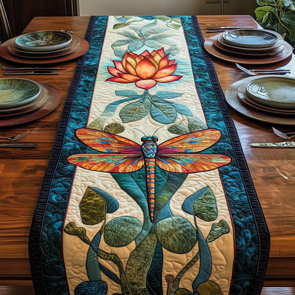 Dragonfly Lotus Elegance Quilted Table Runner GFTOTP3641