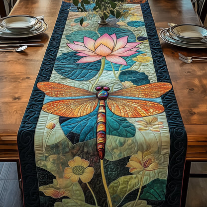 Dragonfly Lotus Elegance Quilted Table Runner GFTOTP3642