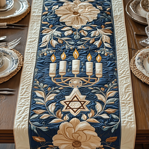 Jewish Hanukkah Quilted Table Runner GFTOTP369