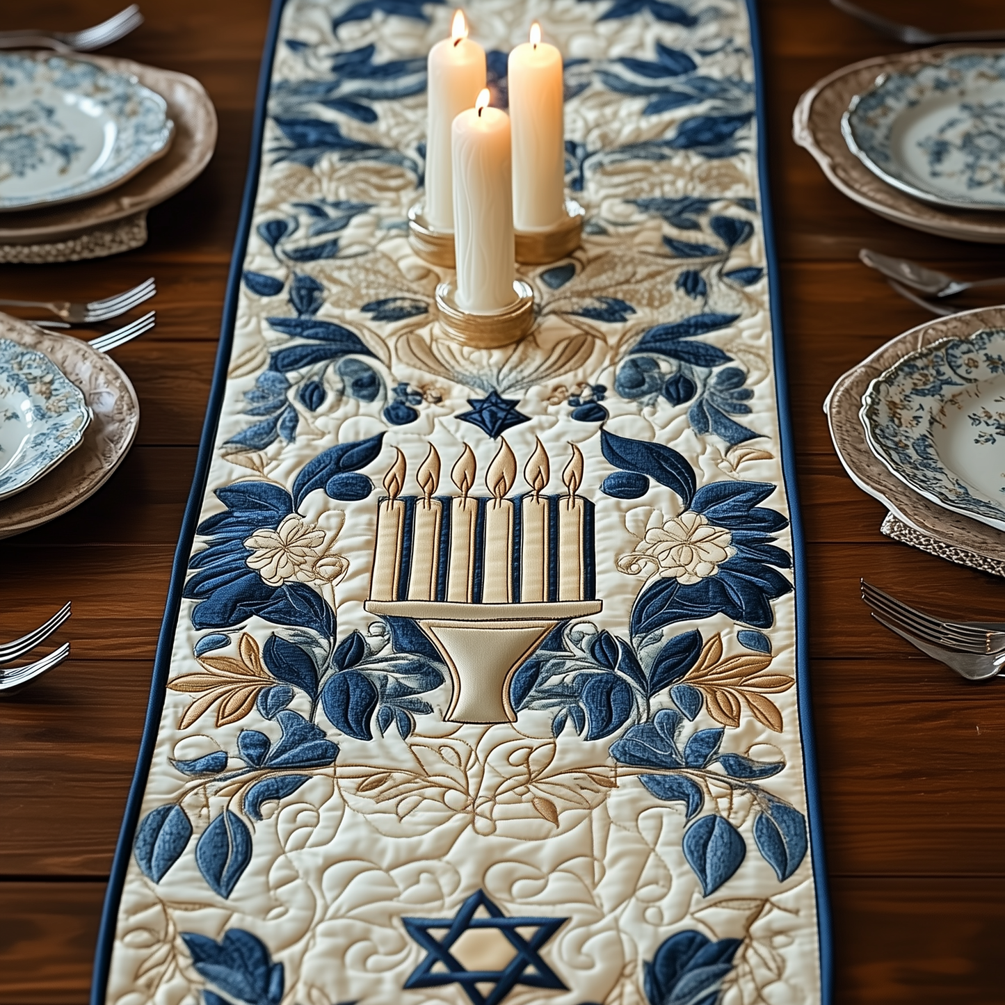 Jewish Hanukkah Quilted Table Runner GFTOTP371