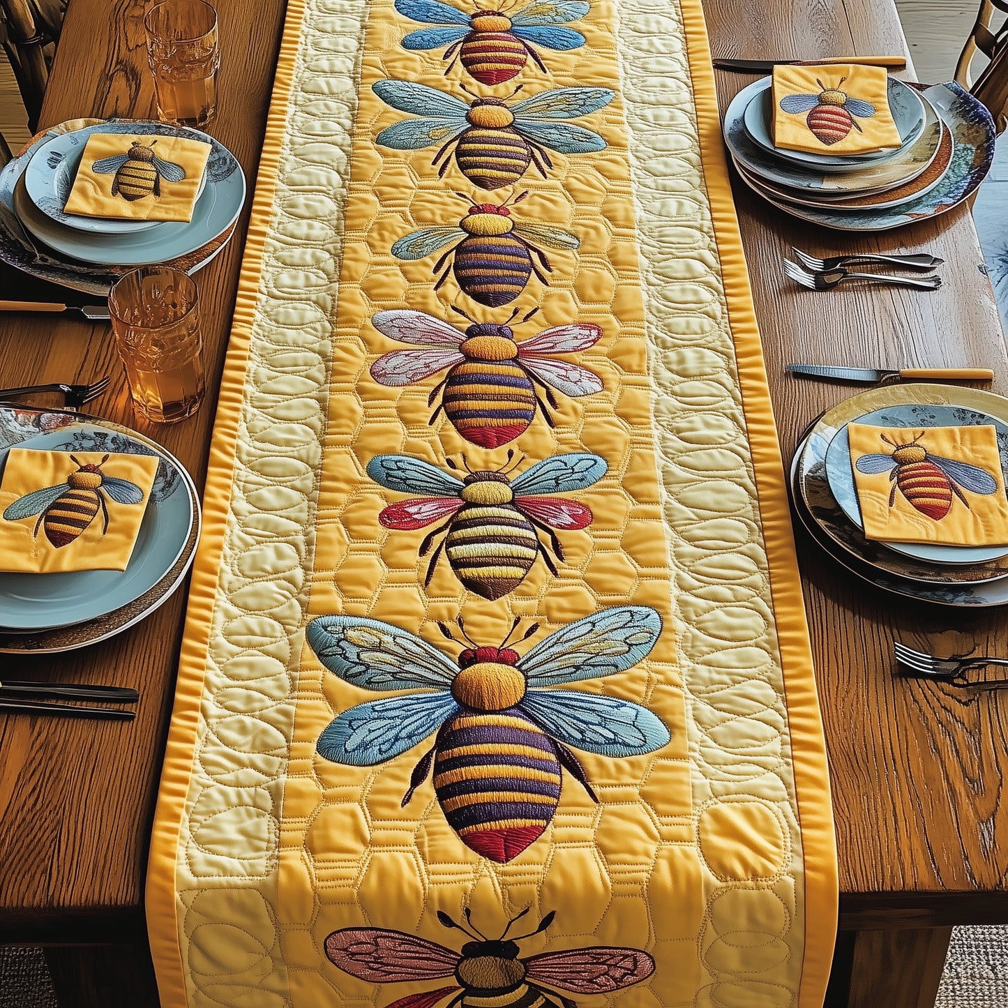 Honeybee Harmony Quilted Table Runner GFTOTP3783