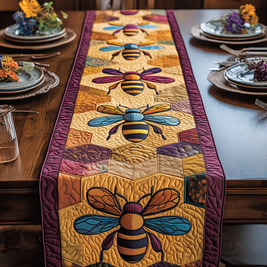 Golden Hive Symphony Quilted Table Runner GFTOTP3796