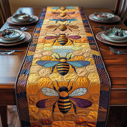 Golden Hive Symphony Quilted Table Runner GFTOTP3798