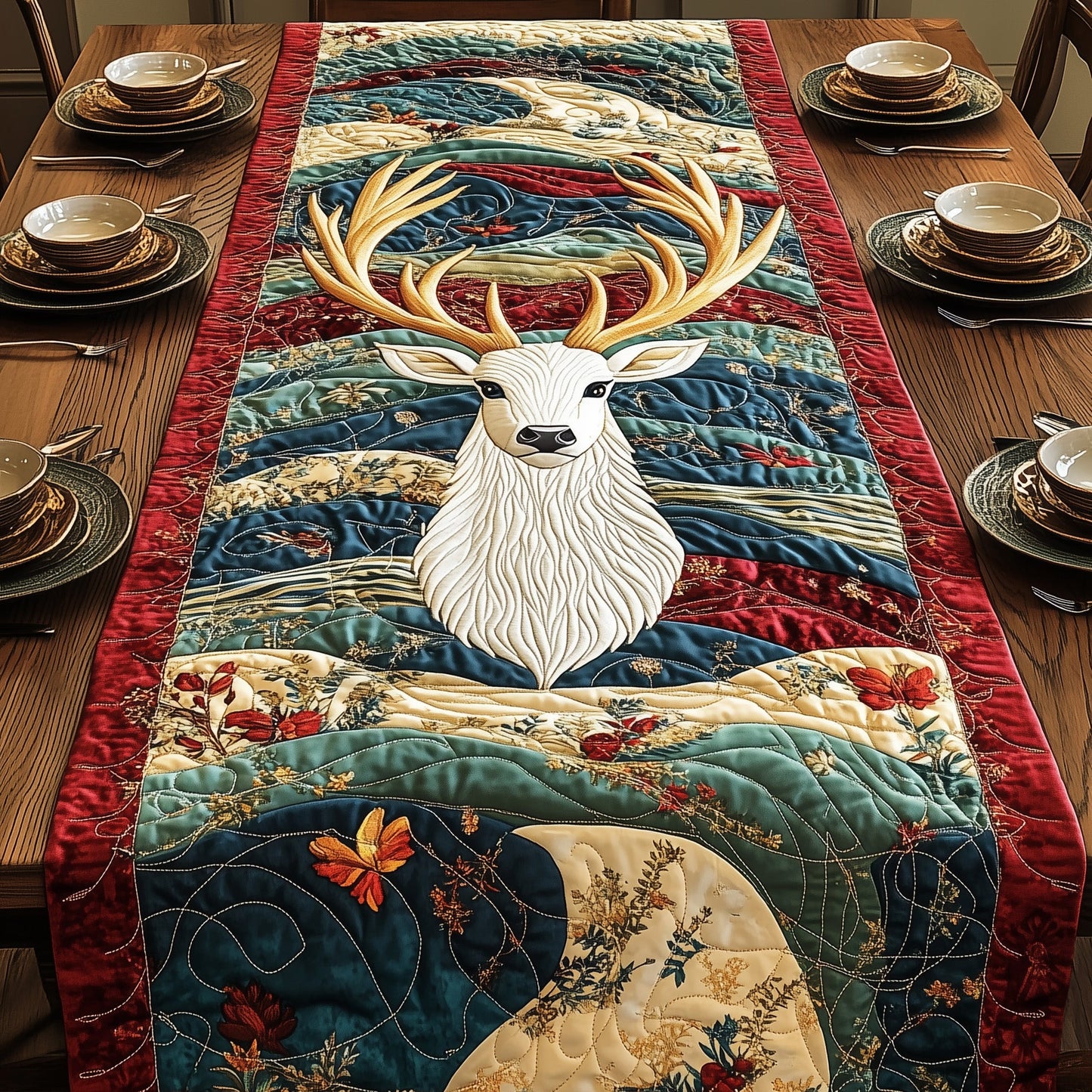 Rustic Deer Glow Quilted Table Runner GFTOTP3840