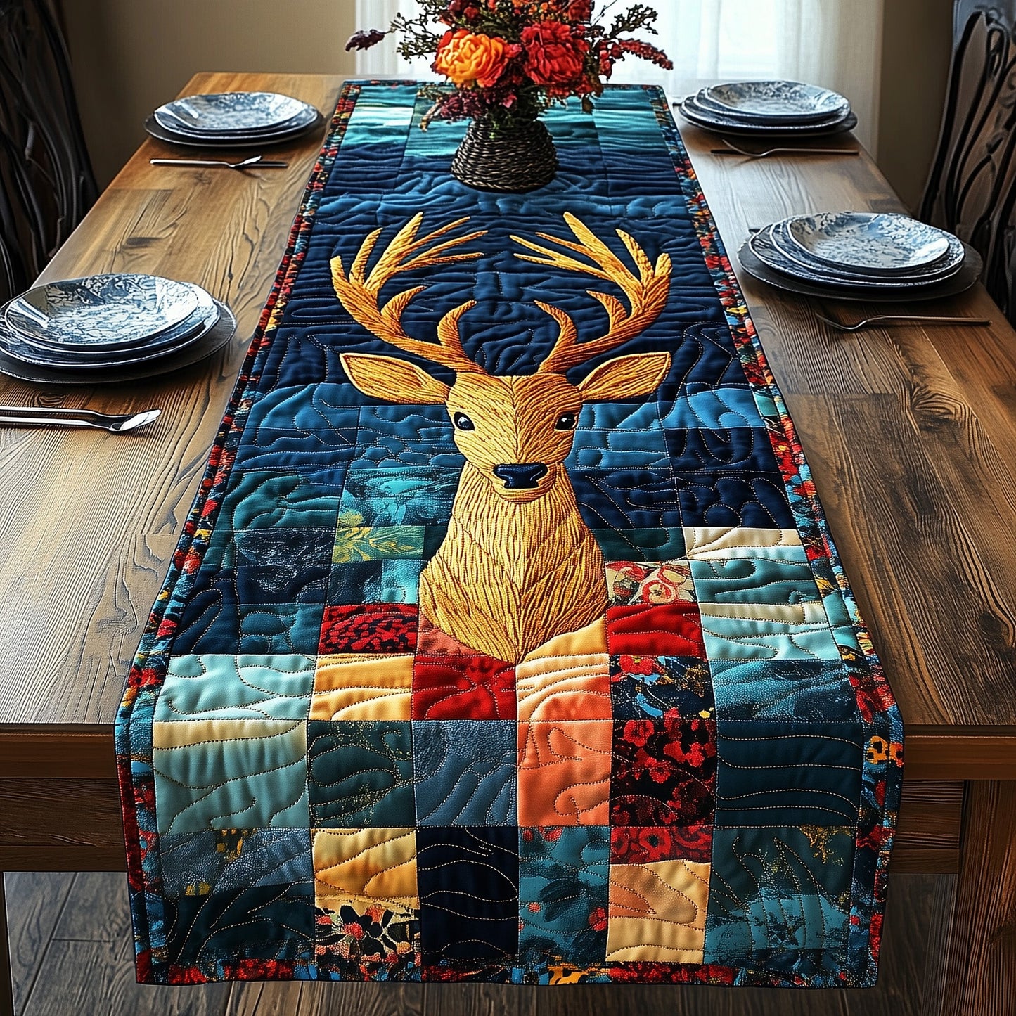 Rustic Deer Glow Quilted Table Runner GFTOTP3842