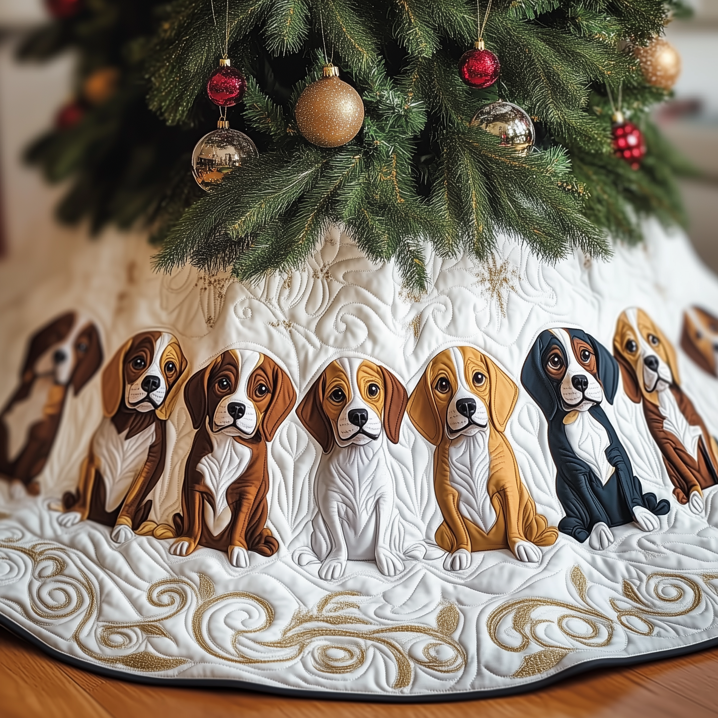 Christmas Beagle Quilted Tree Skirt GFTOTP385