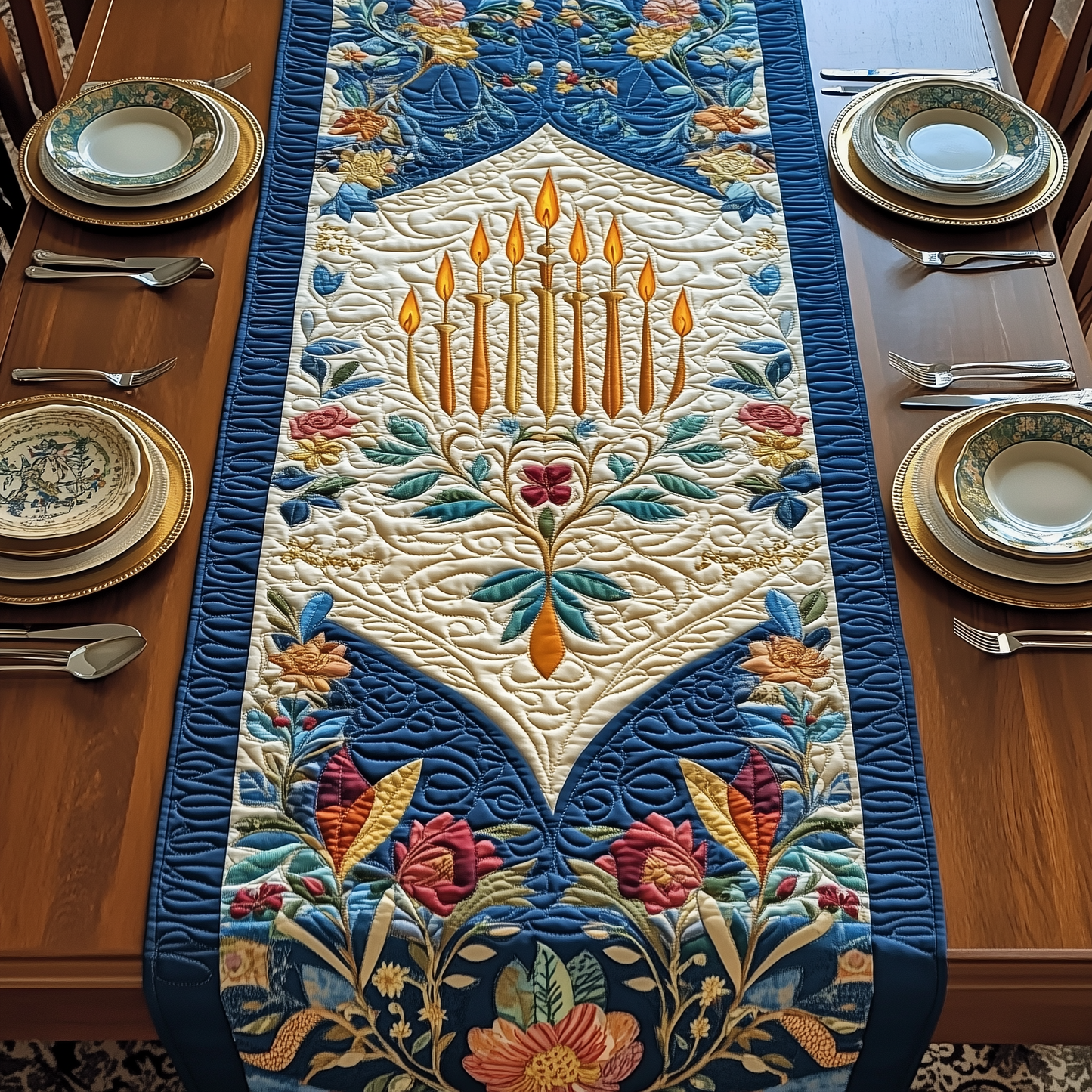 Jewish Hanukkah Quilted Table Runner GFTOTP417