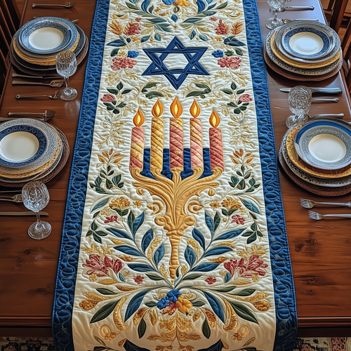 Jewish Hanukkah Quilted Table Runner GFTOTP418