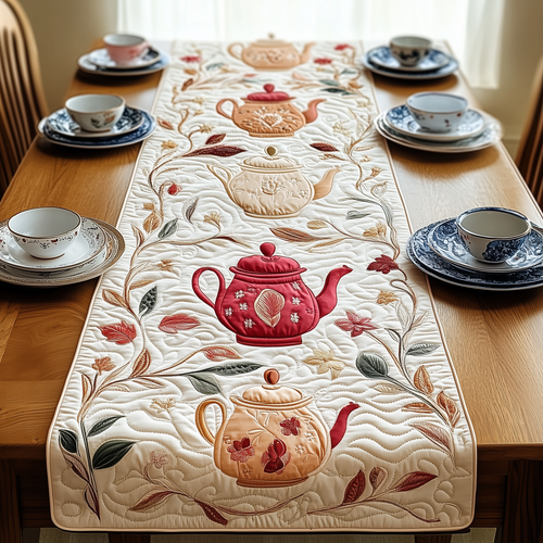 Festive Teapot Quilted Table Runner GFTOTP426