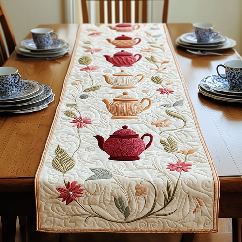 Festive Teapot Quilted Table Runner GFTOTP427