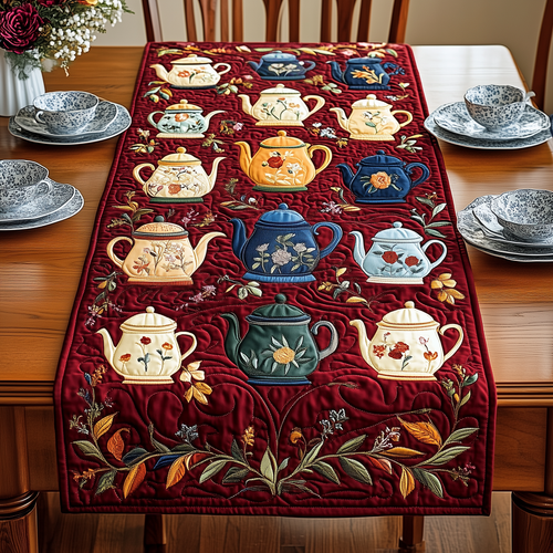 Festive Teapot Quilted Table Runner GFTOTP429