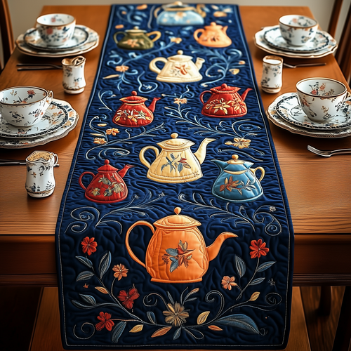 Festive Teapot Quilted Table Runner GFTOTP430