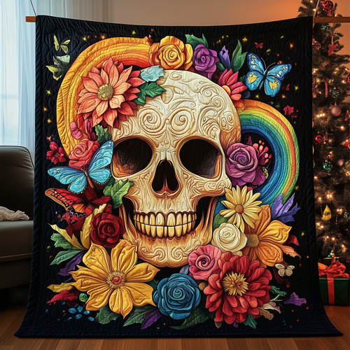 Floral Skull Quilted Blanket GFTOTP482