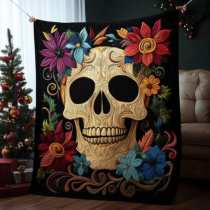 Floral Skull Quilted Blanket GFTOTP483