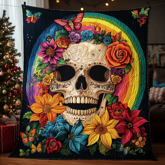 Floral Skull Quilted Blanket GFTOTP484