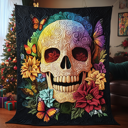 Floral Skull Quilted Blanket GFTOTP485