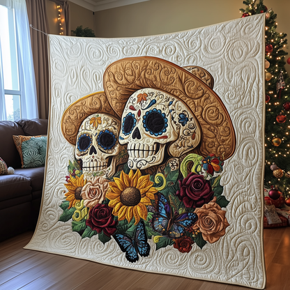 Floral Skull Quilted Blanket GFTOTP486