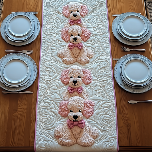 Pinky Adorable Poodle Quilted Table Runner GFTOTP524