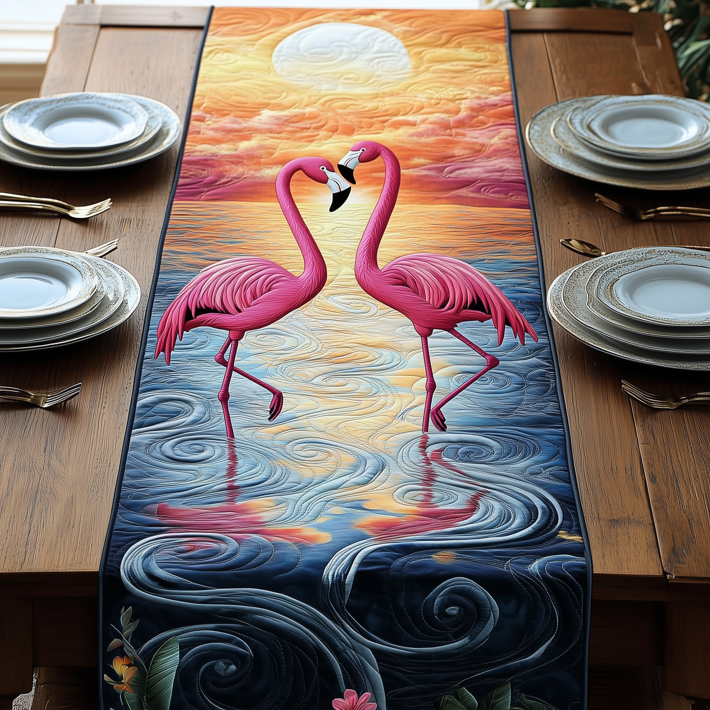 Sunset Flamingo Quilted Table Runner GFTOTP571