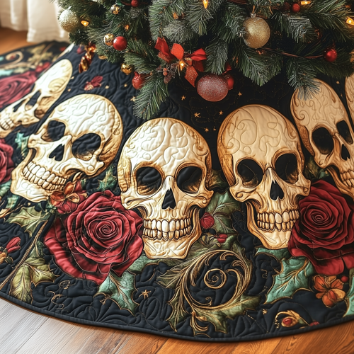 Vintage Floral Skull Quilted Tree Skirt GFTOTP783