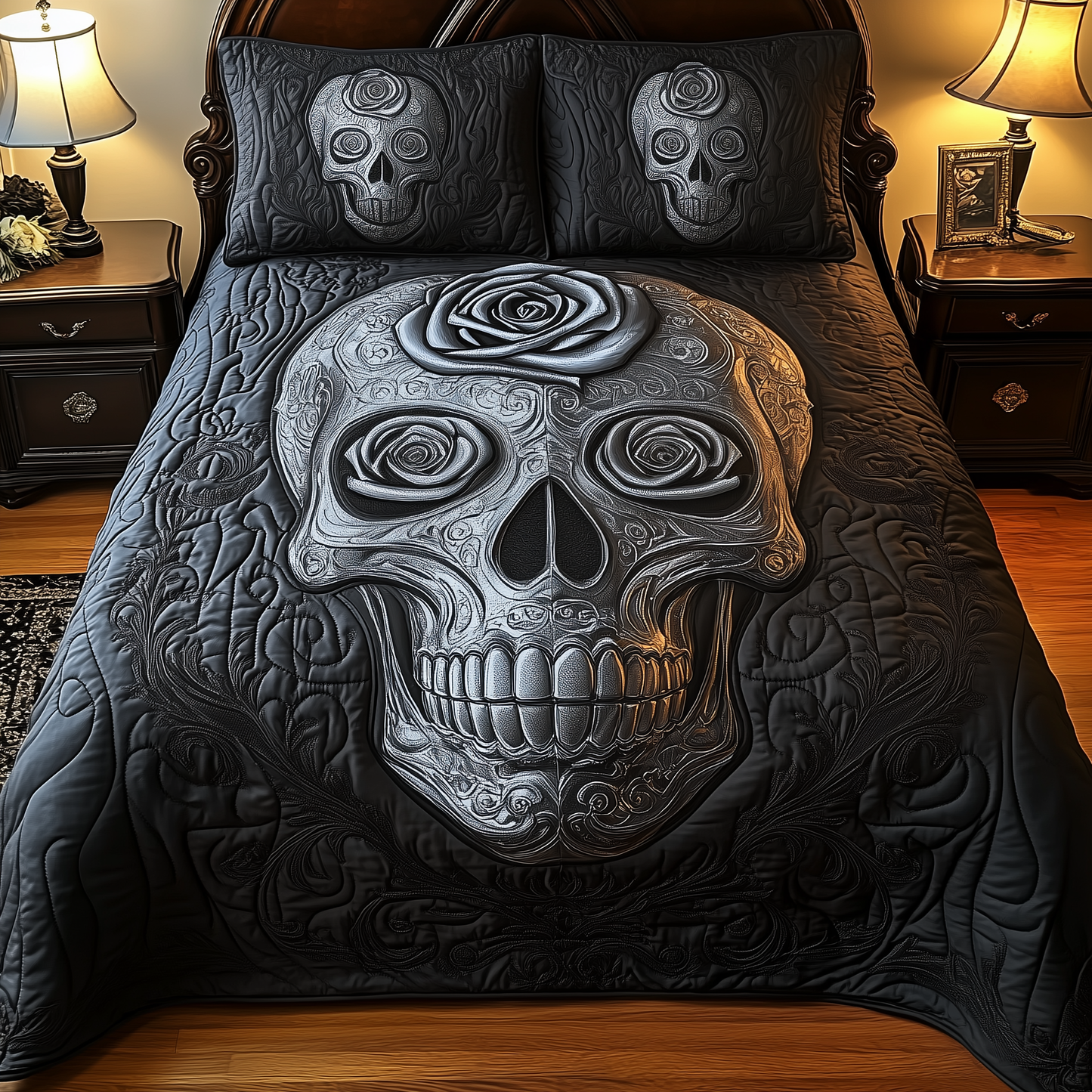 Skulll 3-Piece Quilted Bedding Set GFTOTP810