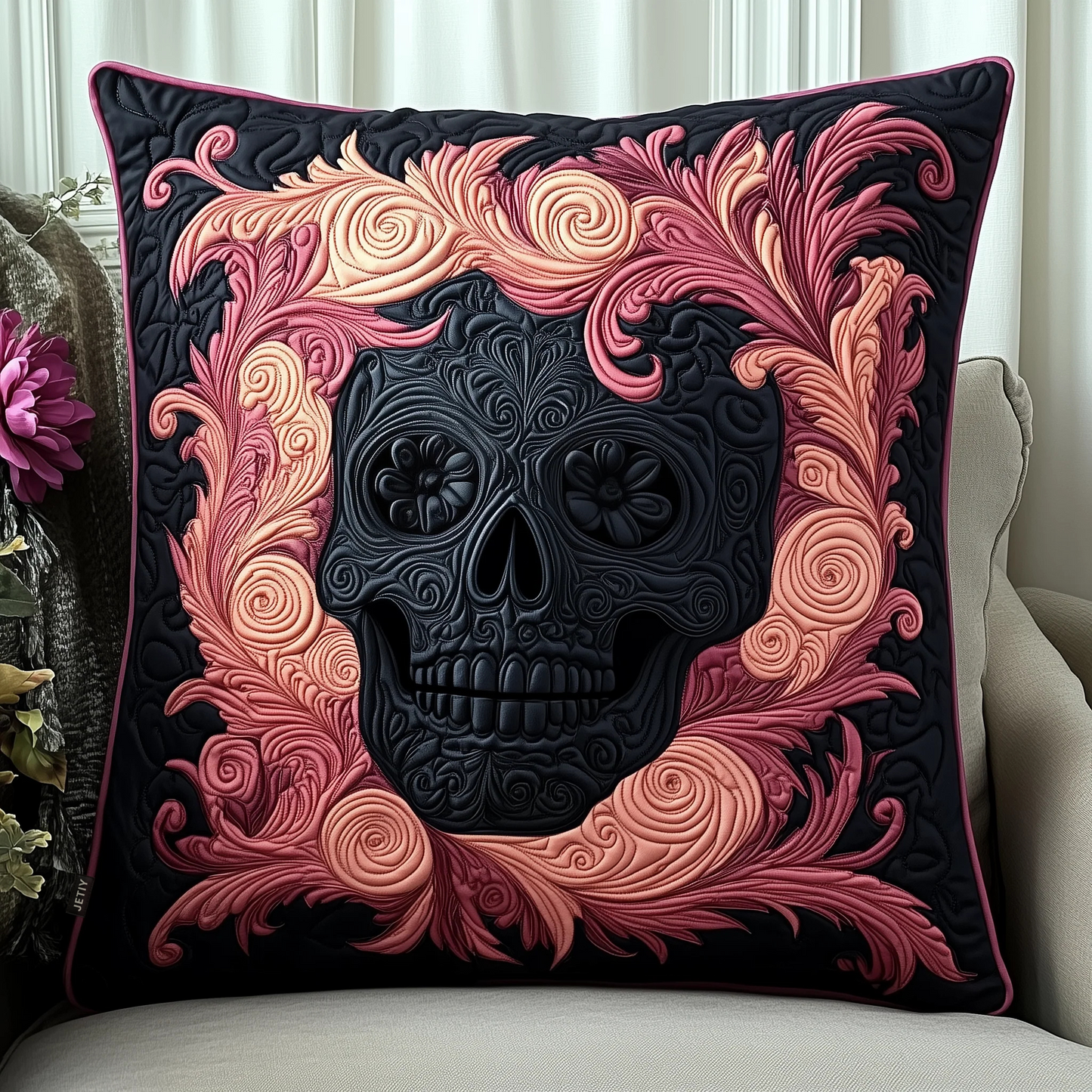 Elegant Skull Quilted Pillow Case GFTOTP838