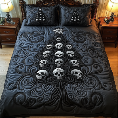 Dark Christmas Skull 3-Piece Quilted Bedding Set GFTOTP945