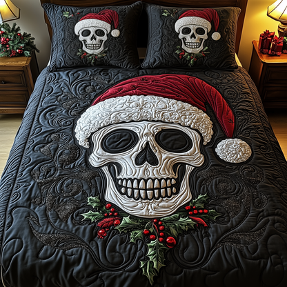 Dark Christmas Skull 3-Piece Quilted Bedding Set GFTOTP948