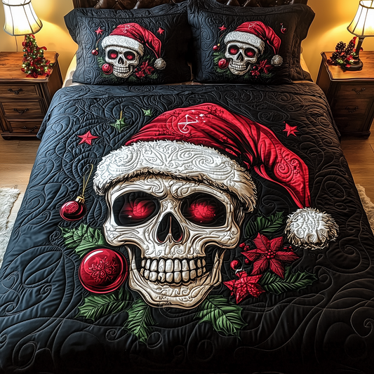 Dark Christmas Skull 3-Piece Quilted Bedding Set GFTOTP949